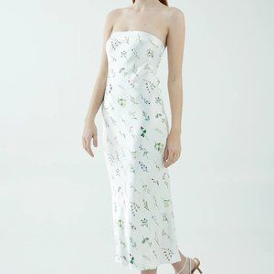 NWT Third Form Field Flowers Bias Strapless Midi Dress Size 4